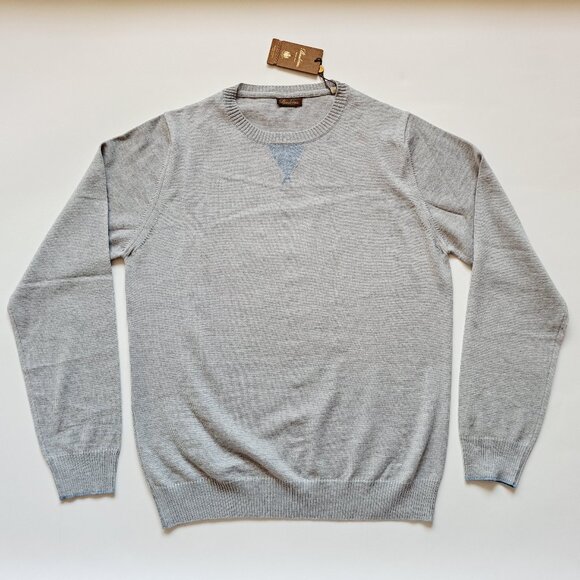 NEW Stenstroms Grey 100% Merino Wool College Crew Sweater Size S - Picture 8 of 16